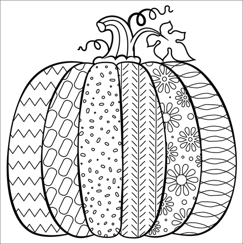 Pumpkin with pattern coloring page free printable coloring pages