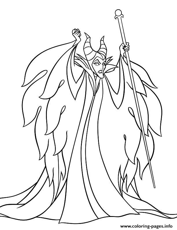 Maleficent villains disney halloween coloring page printable