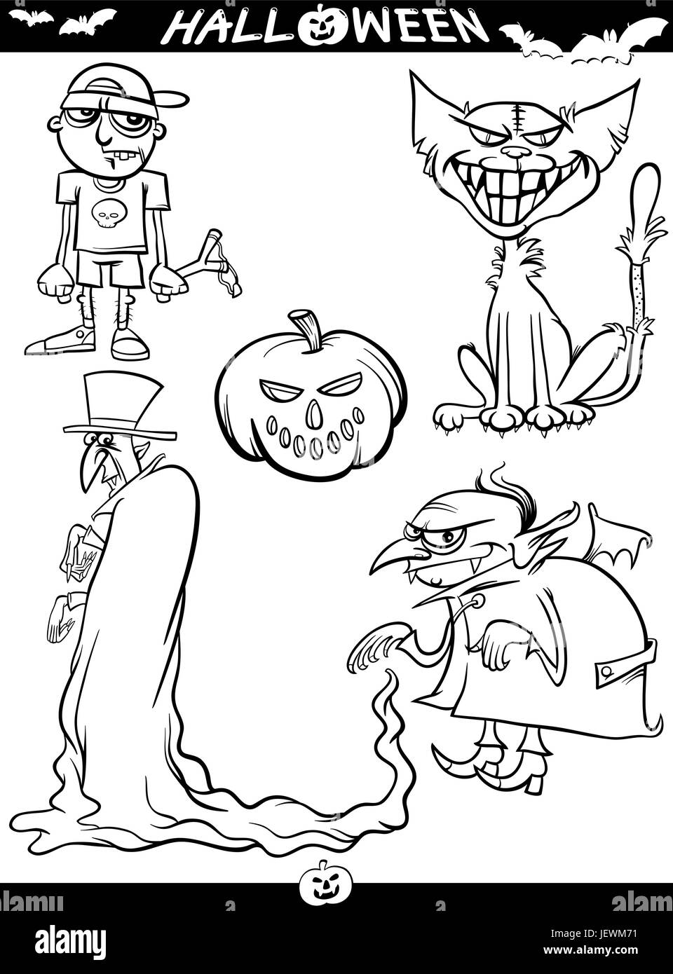 Illustration halloween pumpkin vampire kid cartoon pussycat cat stock vector image art