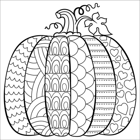 Pumpkin with pattern coloring page free printable coloring pages