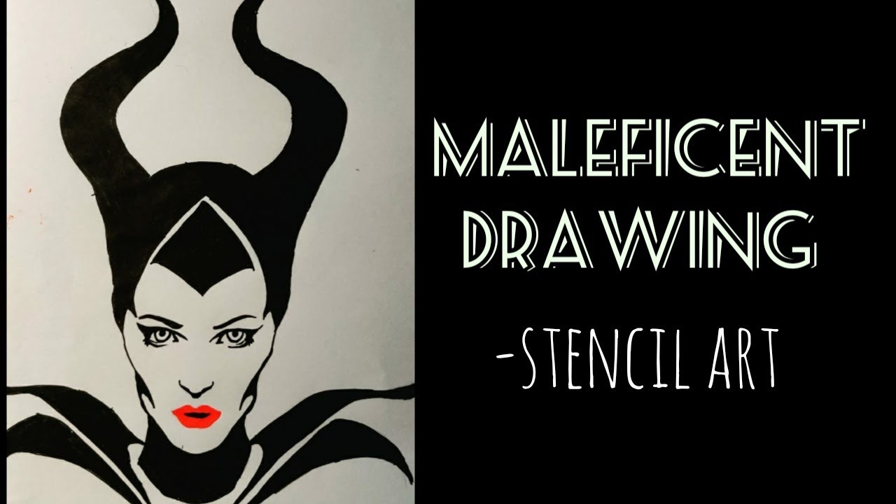 Stencil artof maleficentâð using black pen easy drawing