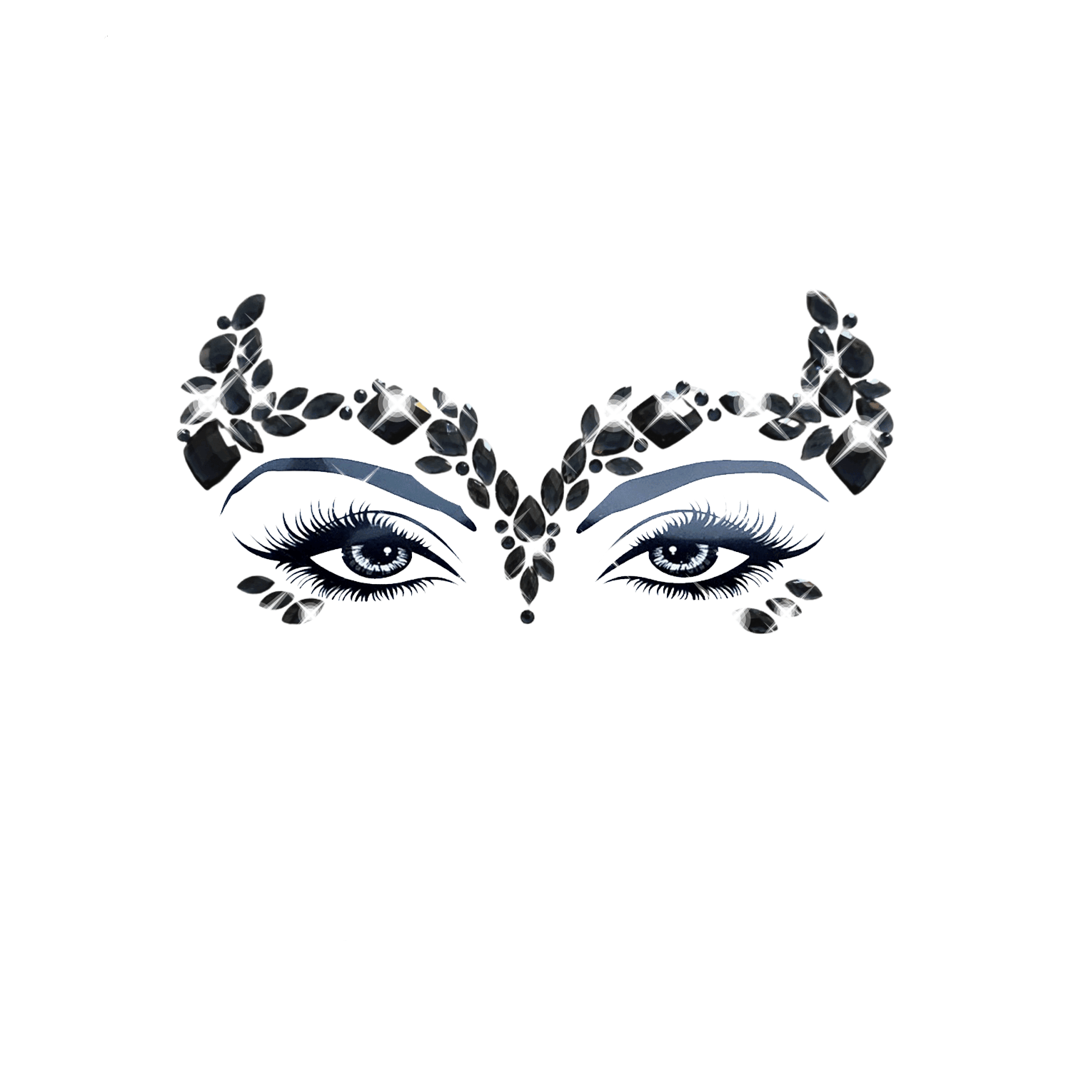 Maleficent black gothic queen crystal jewel face sticker â