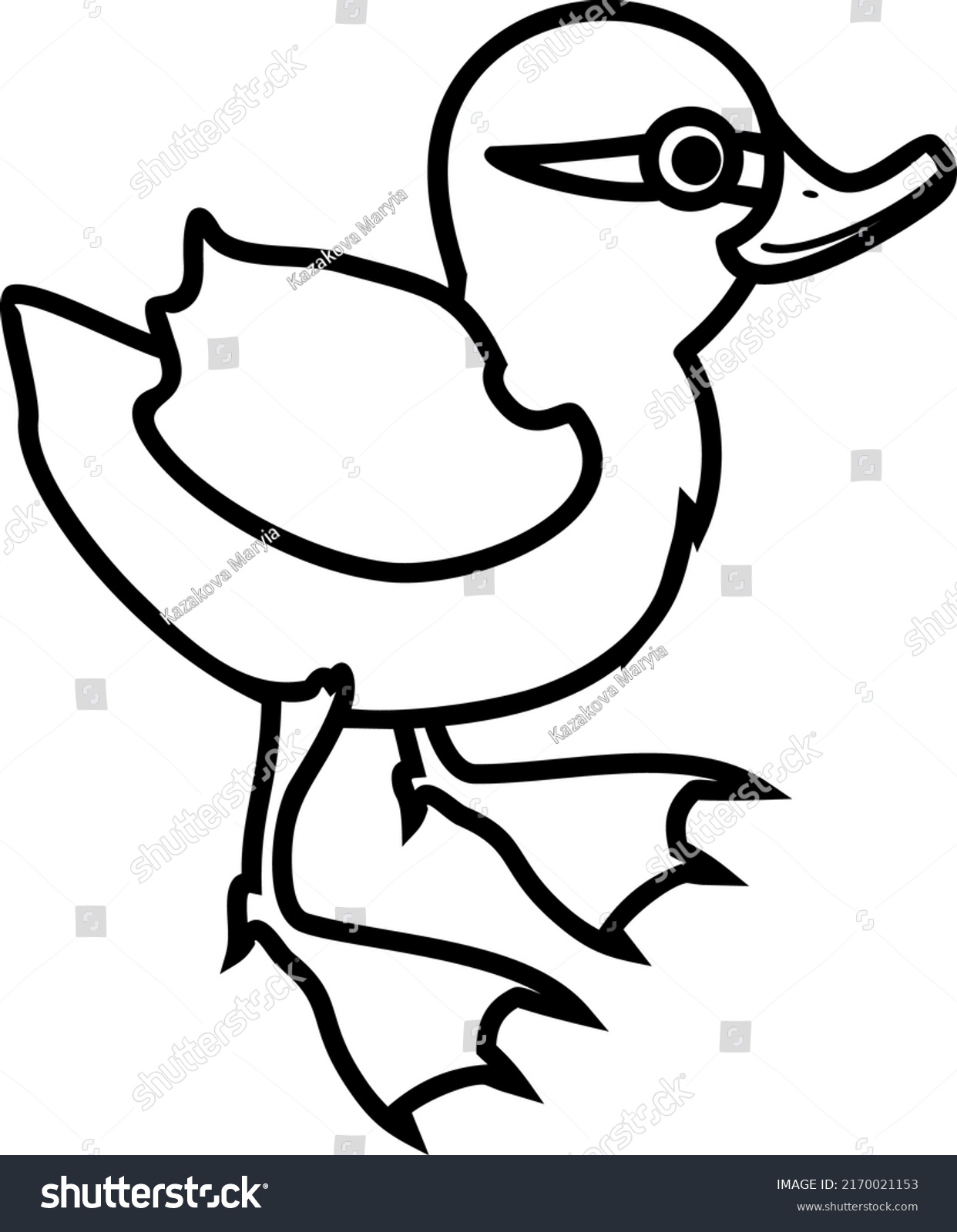 Coloring page cartoon duckling mallard wild stock vector royalty free