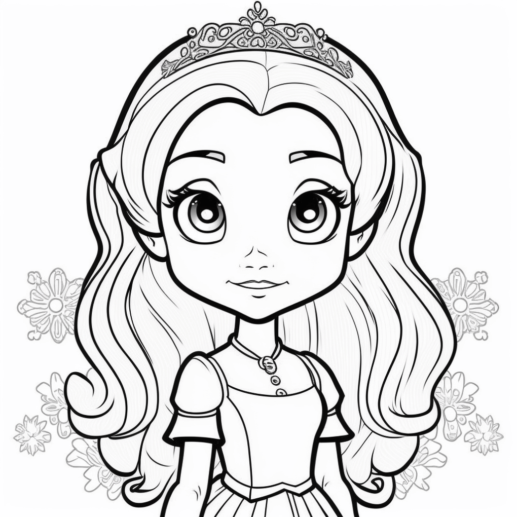 Blumen und prinzessin ausmalbild