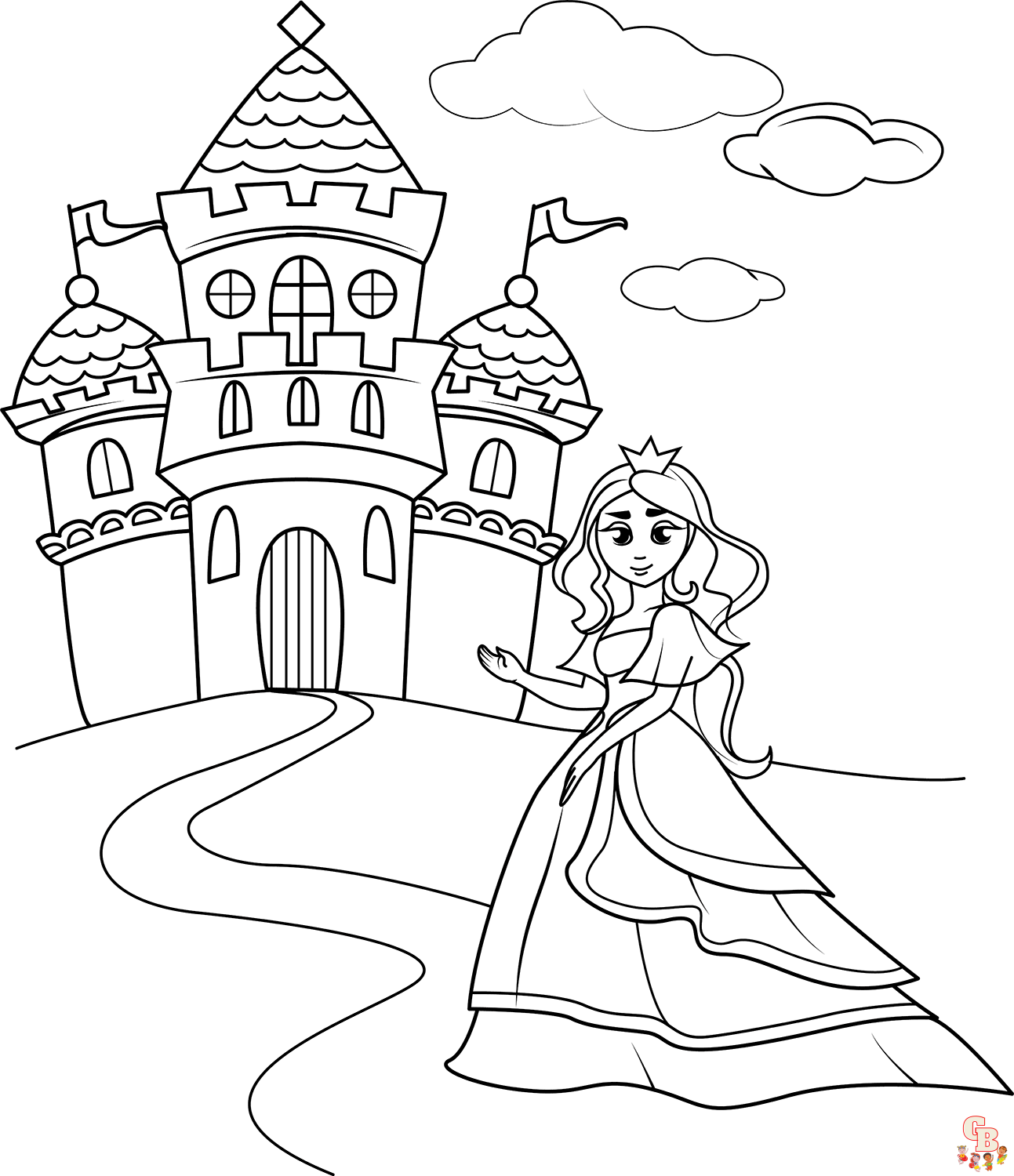 Ausmalbilr prinzessin schloss