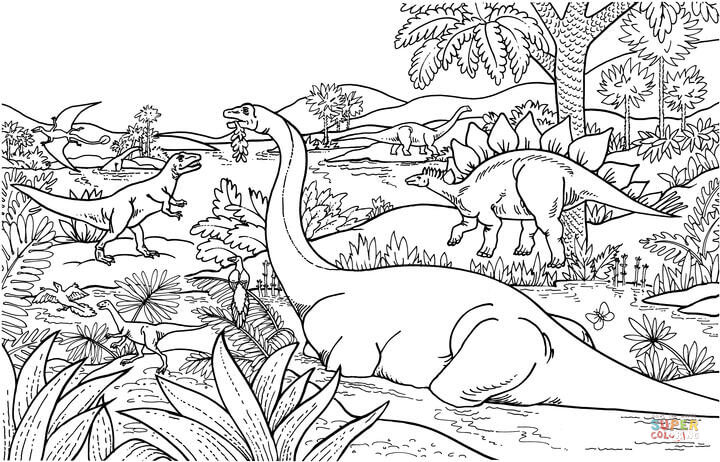 Dinosaurs coloring page free printable coloring pages