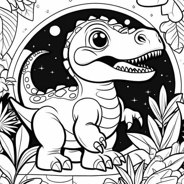 Premium ai image printable dinosaur coloring page for kids