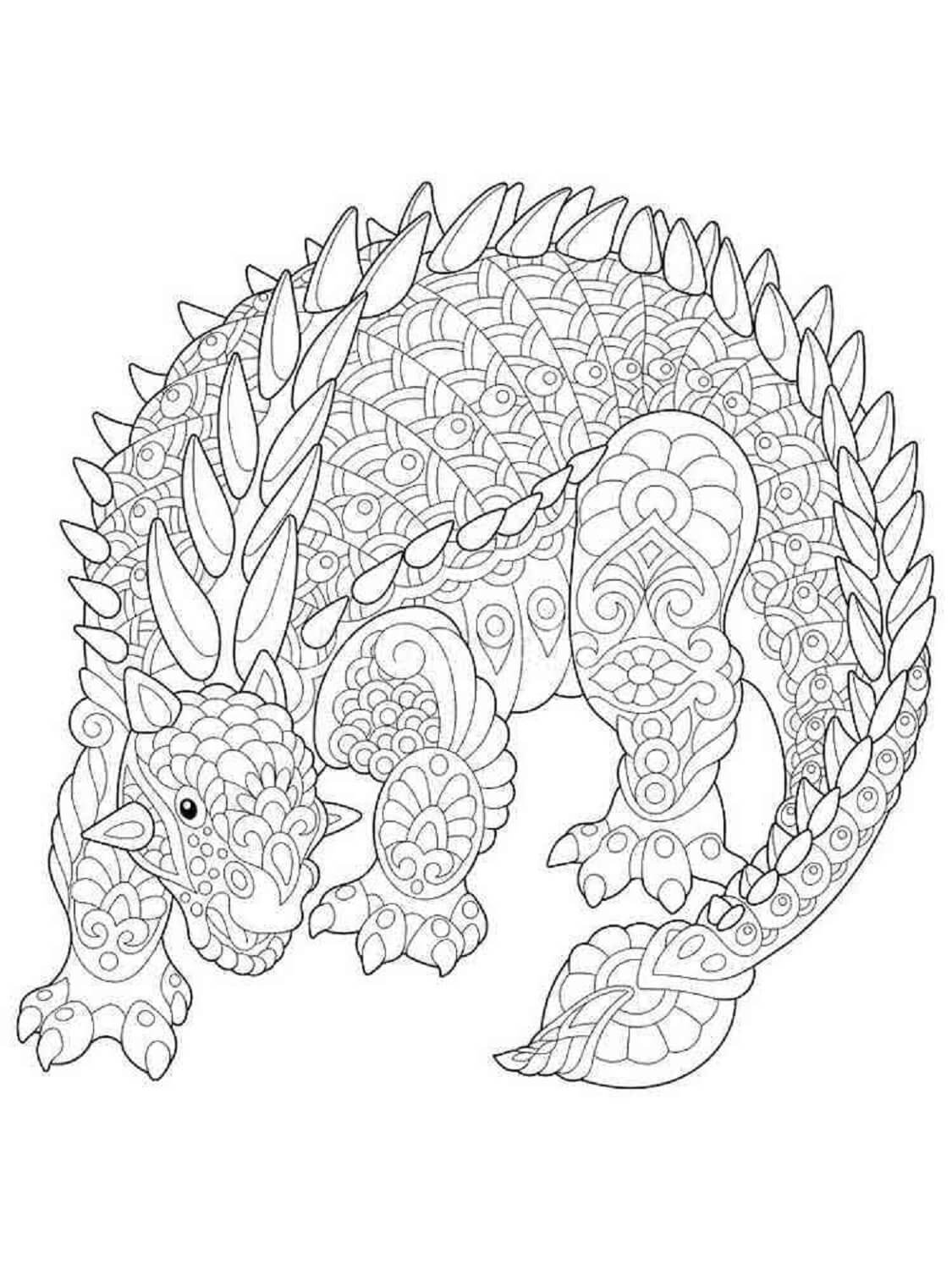 Normal dinosaur mandala coloring page