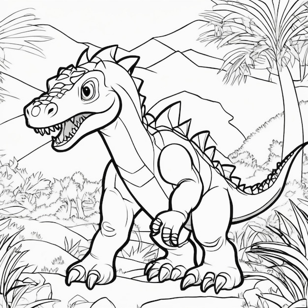 Premium ai image printable dinosaur coloring page for kids