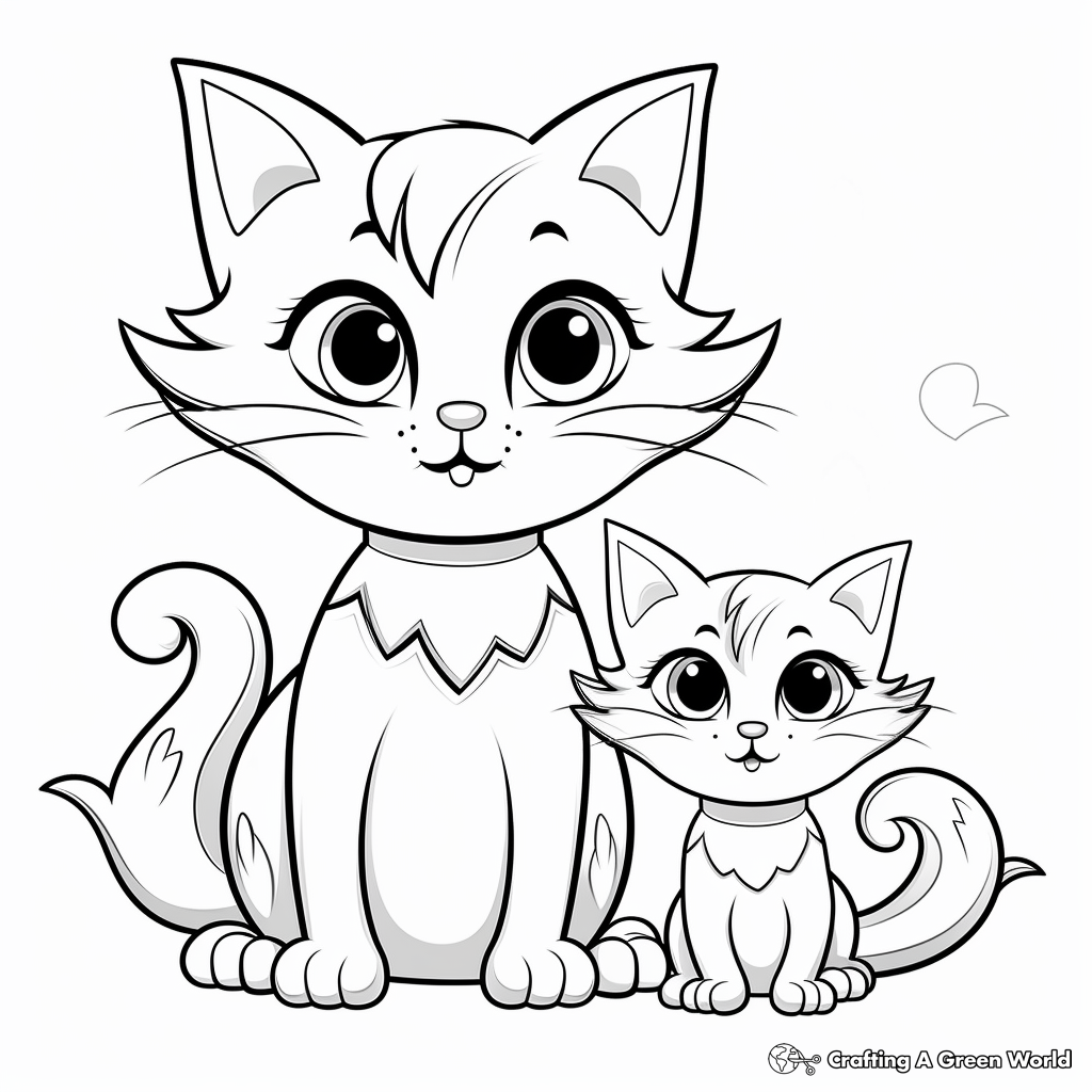 Two cats coloring pages