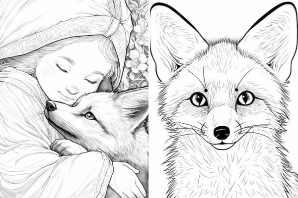 Creative fox coloring pages for kids and adults