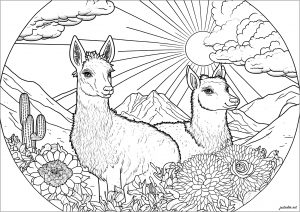Llama shape with patterns