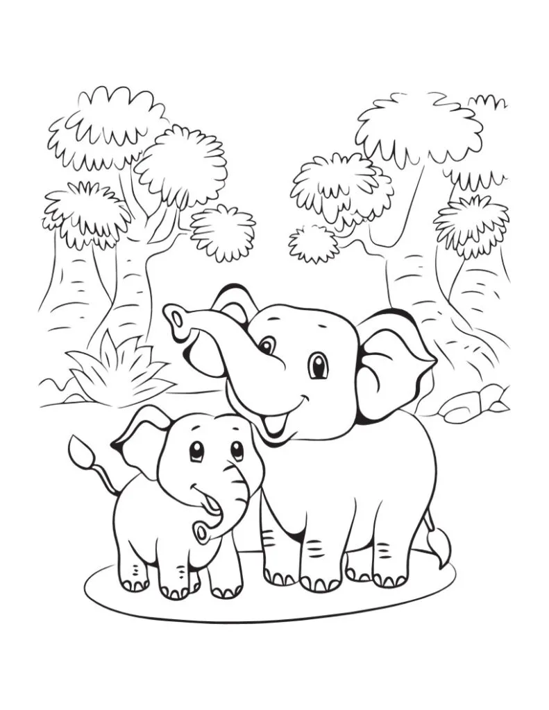 Free elephant coloring pages for download printable pdf