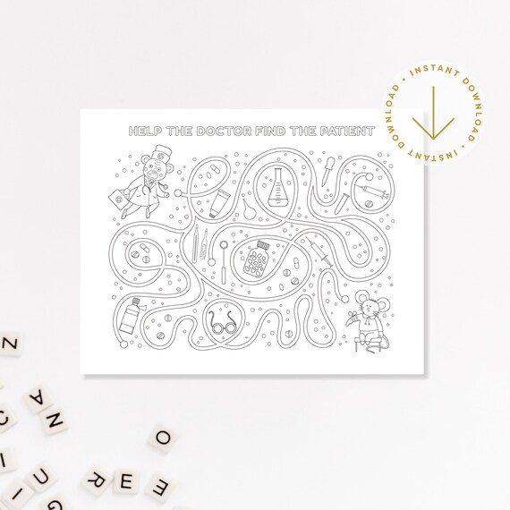 Coloring pages activity set kids games mazes find and color word search connect the dots pdf instant download animal doctor