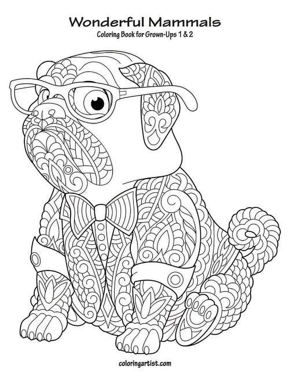 Wonderful mammals coloring book for grown