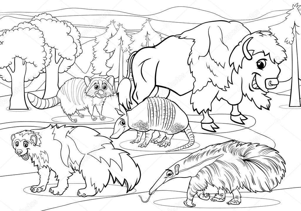 Mammals animals cartoon coloring page stock vector by izakowski