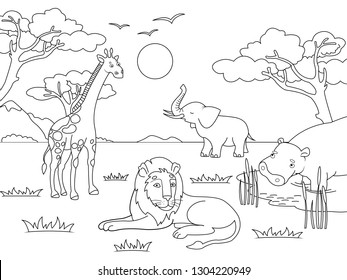 Children drawing animals africa mainland mammals stock vector royalty free