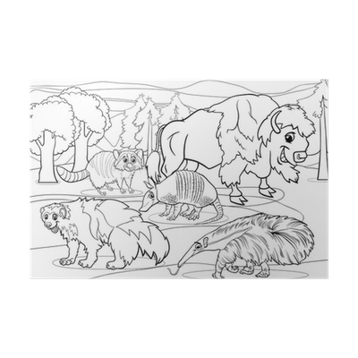 Poster mammals animals cartoon loring page