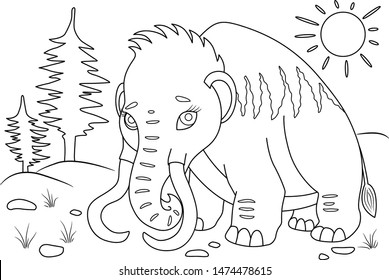Mammoth coloring page animals cartoon elephant stock vector royalty free