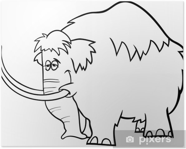 Poster mammoth cartoon coloring page