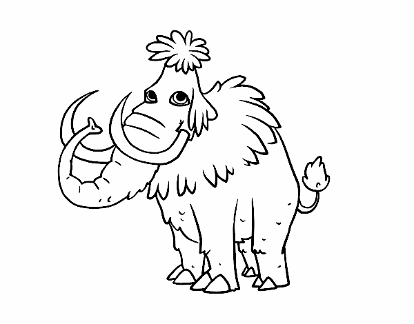 Colored page prehistoric mammoth painted by user not registered
