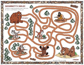 Woolly mammoth facts for kids fact sheet coloring pages maze and dot