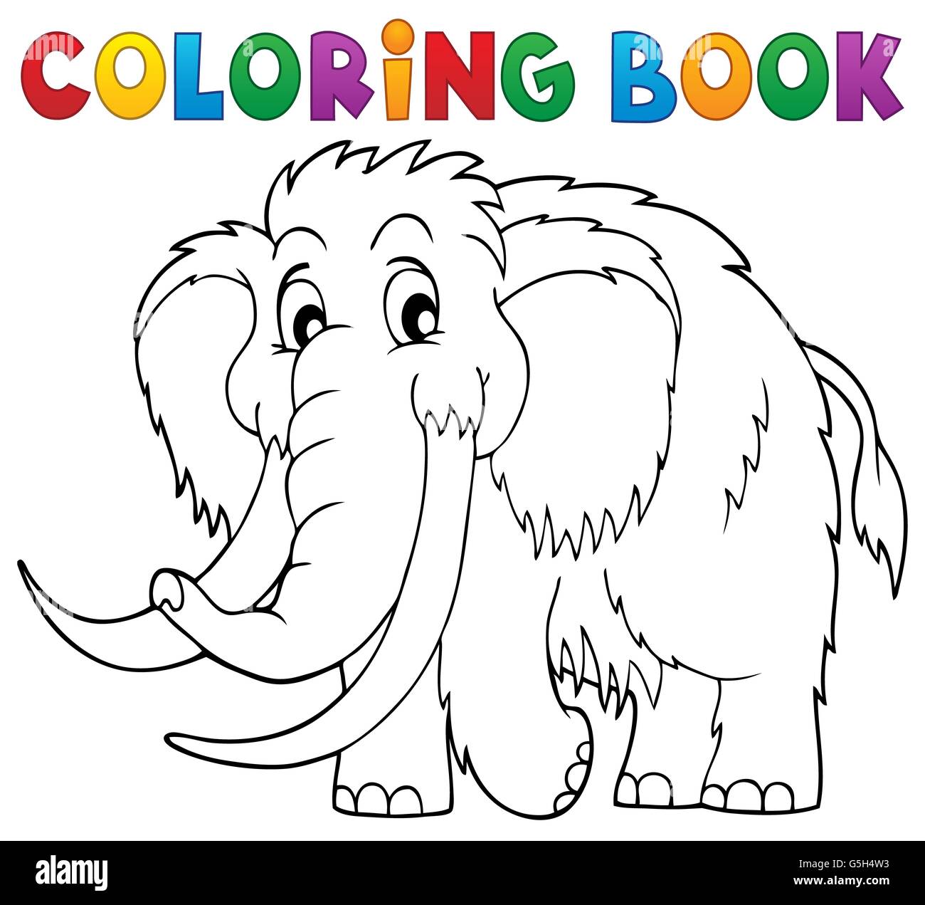 Coloring book mammoth theme stock photo