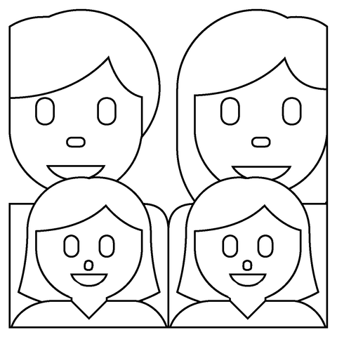 Family man woman and two girls emoji coloring page free printable coloring pages