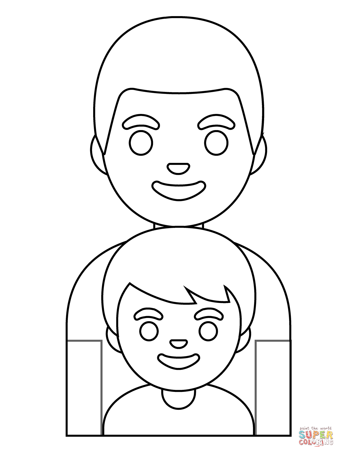 Family man and boy emoji coloring page free printable coloring pages