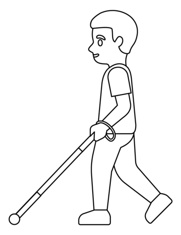Man with white cane emoji coloring page free printable coloring pages