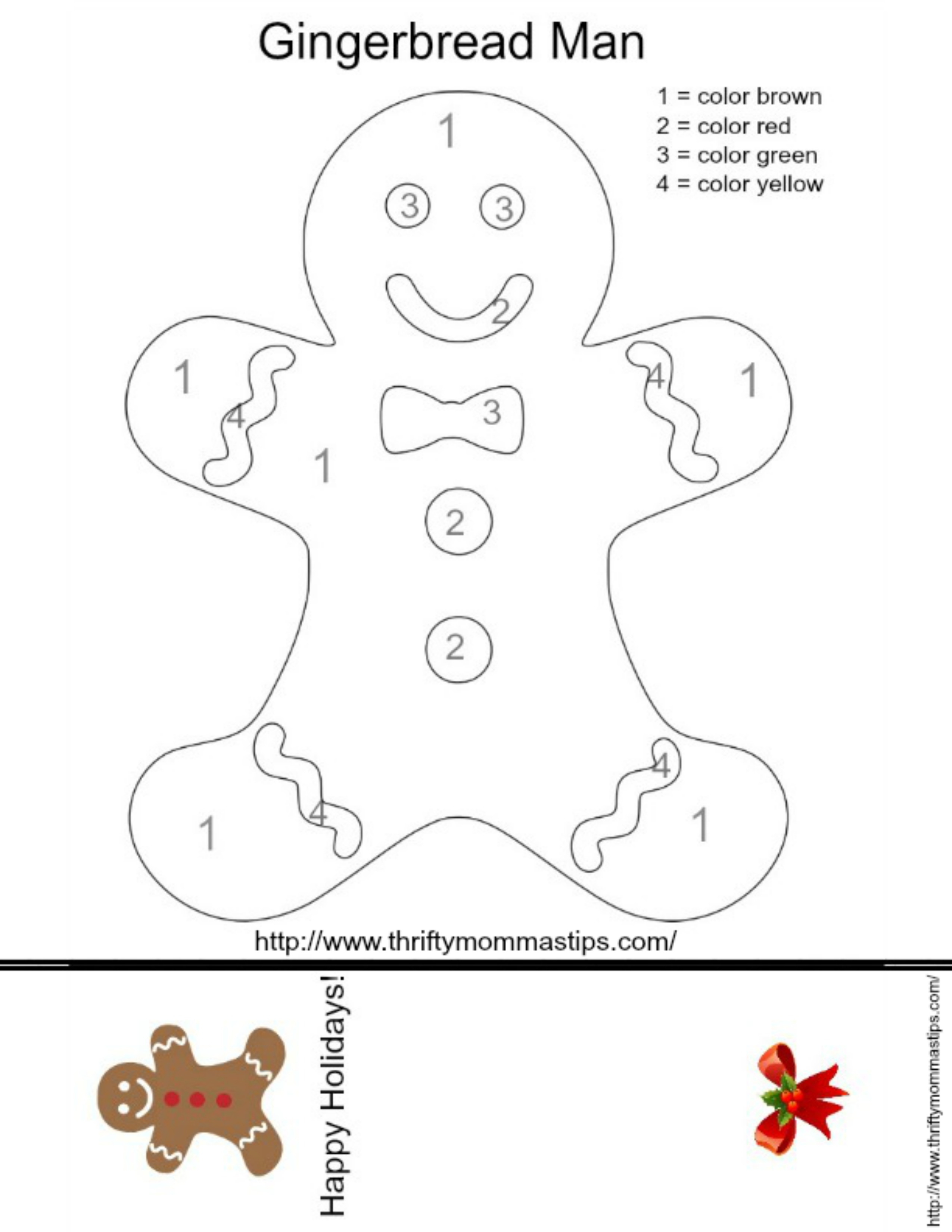 Gingerbread man colouring page activity