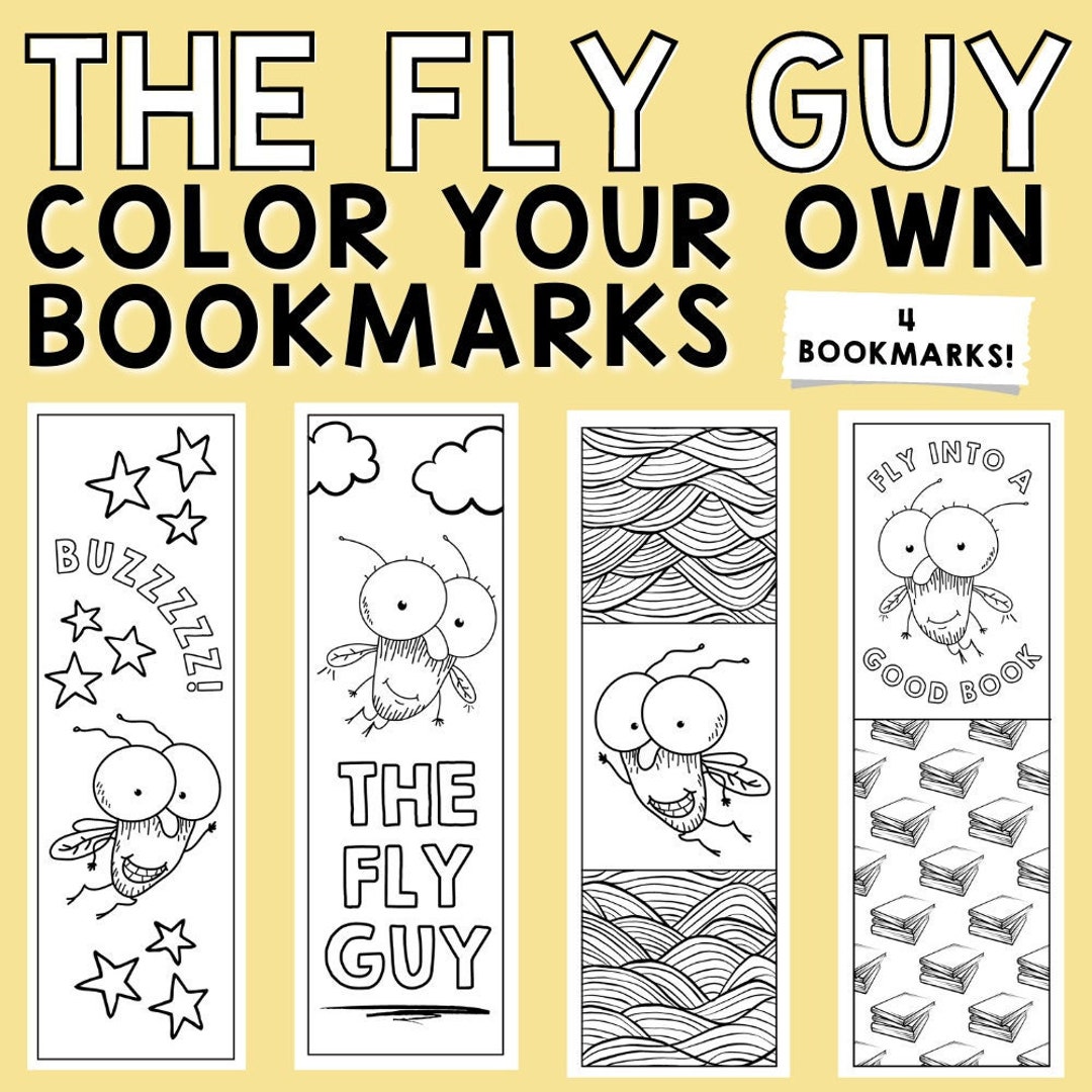 Fly guy color your own bookmark printable bookmarks coloring pages for kidsstudents