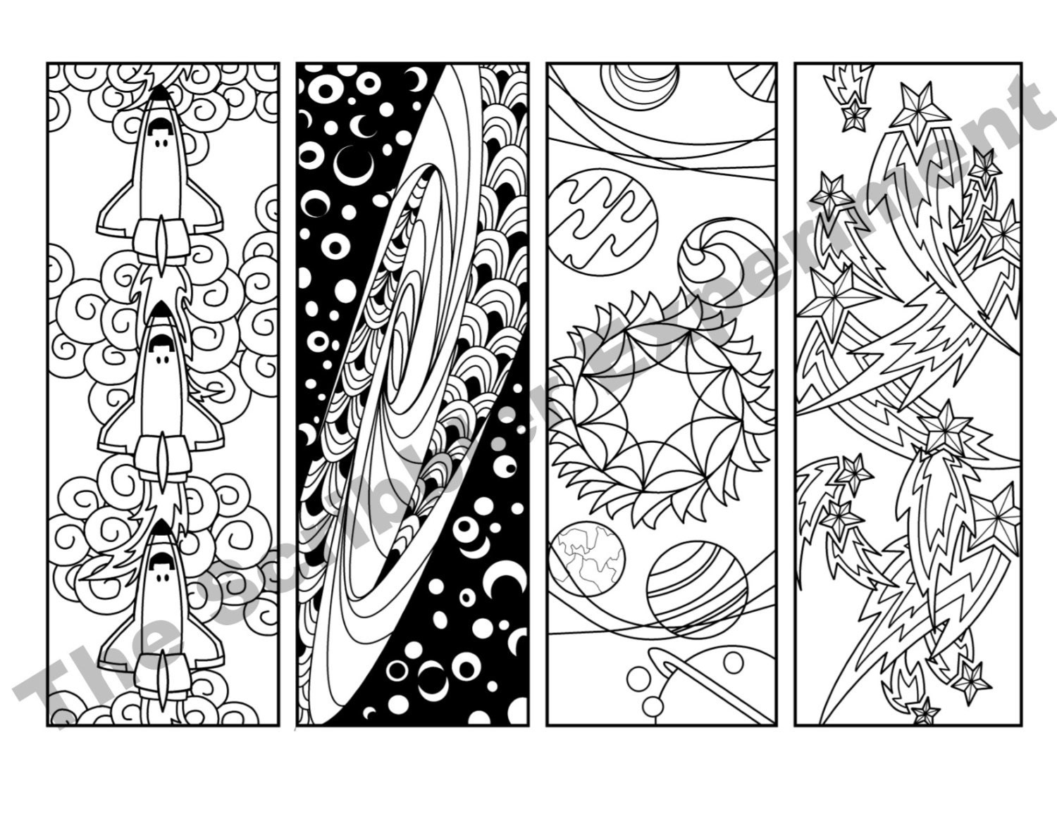 Digital download space coloring bookmark set diy birthday favors boy birthday favors space birthday party solar system coloring pages download now