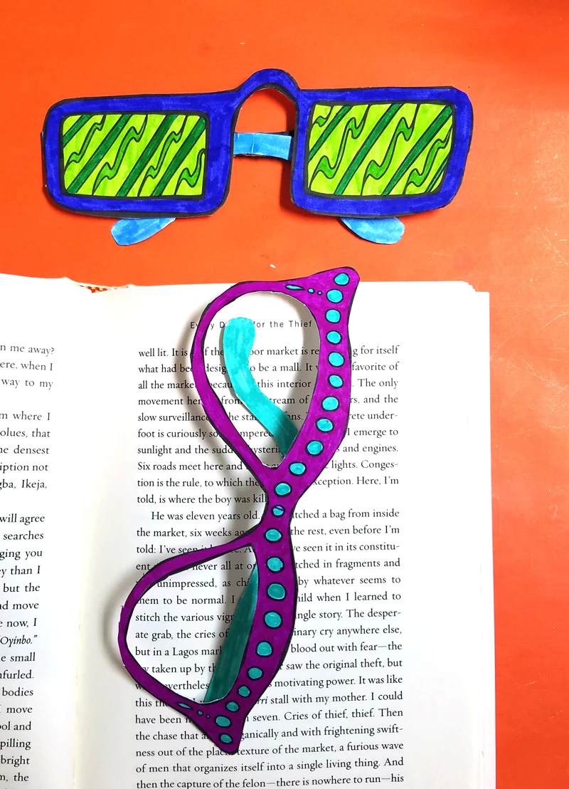 Free printable reading glasses coloring bookmarks moms and crafters