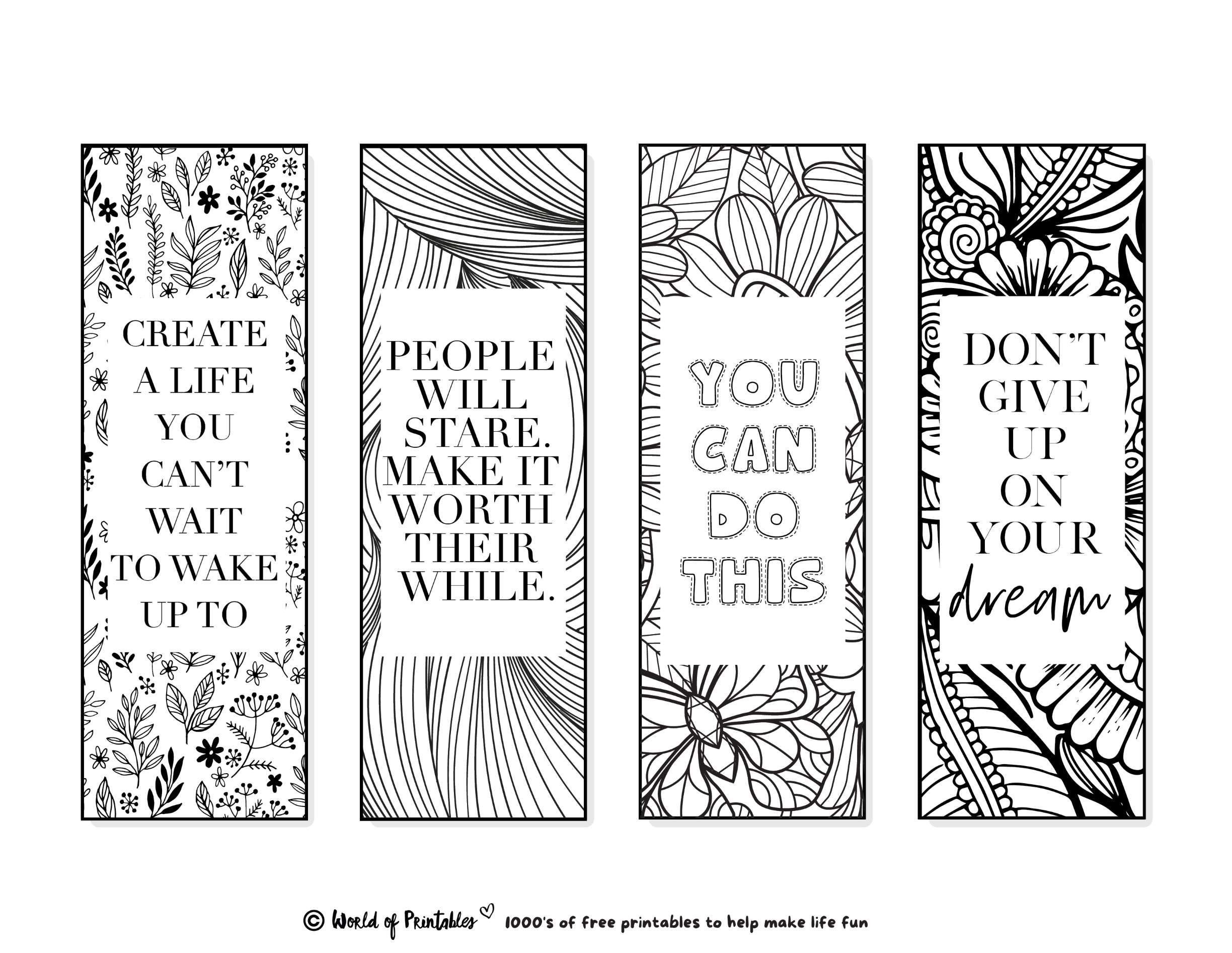 Printable bookmarks to color for adults kids