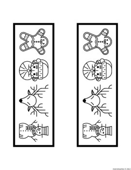 Christmas and winter coloring bookmarks