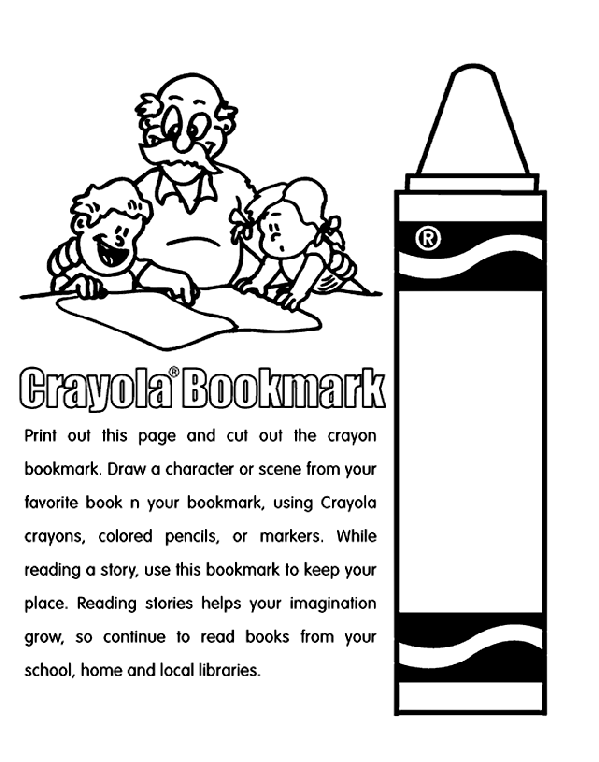 Crayon bookmark coloring page