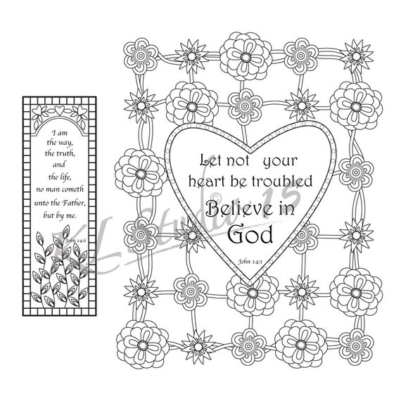 Bible verse coloring pages coloring page with coloring bookmark instant download