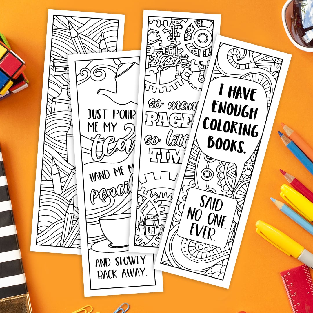Coloring bookmarks set of