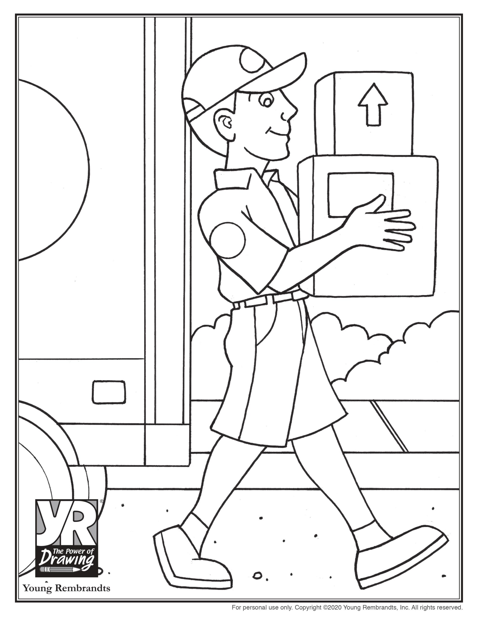 Delivery man coloring page