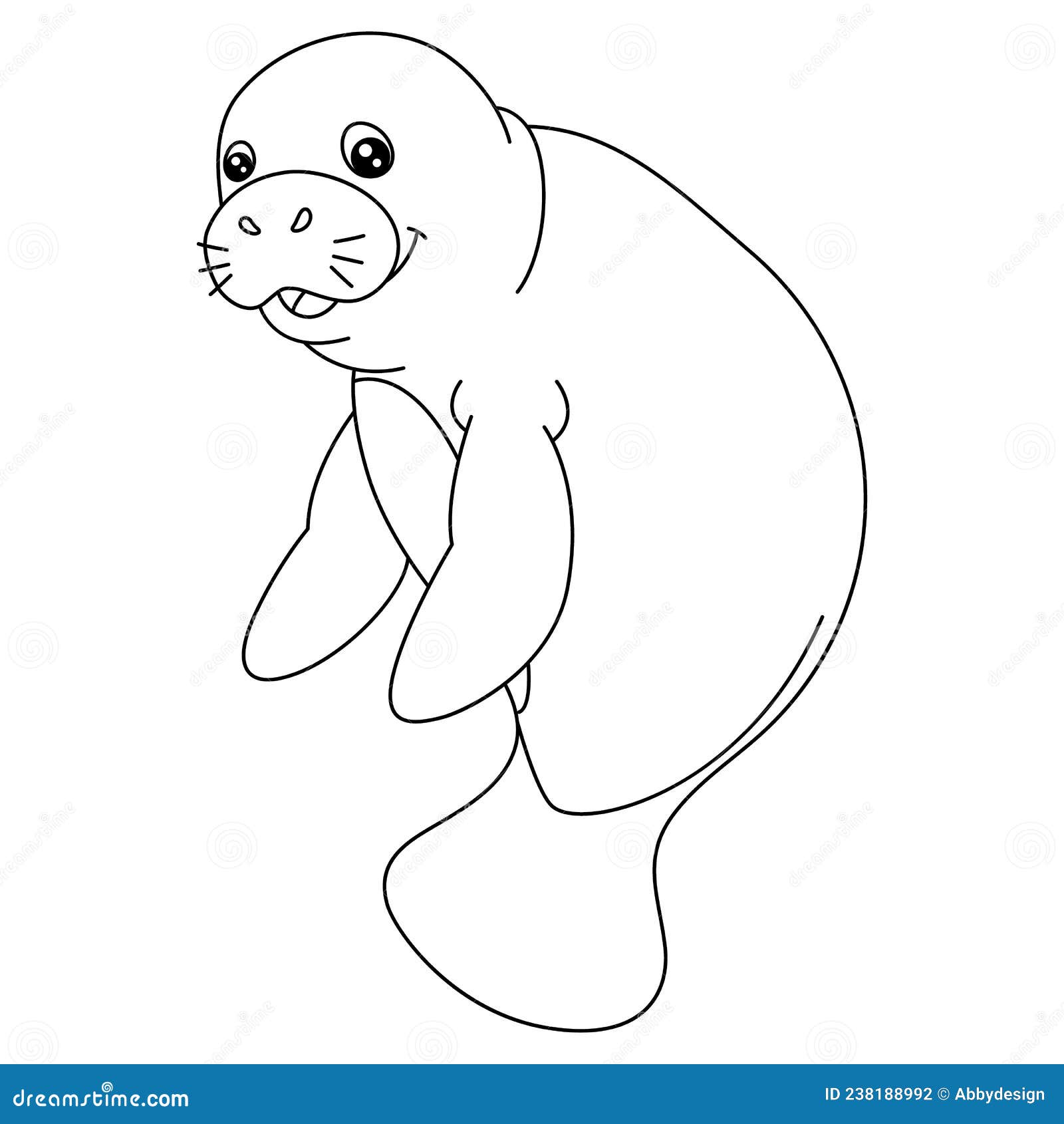 Manatee coloring page isolated for kids stock vector
