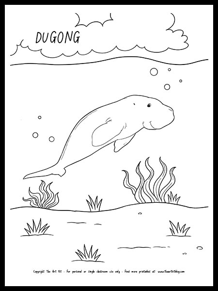 Dugong coloring page free printable â the art kit