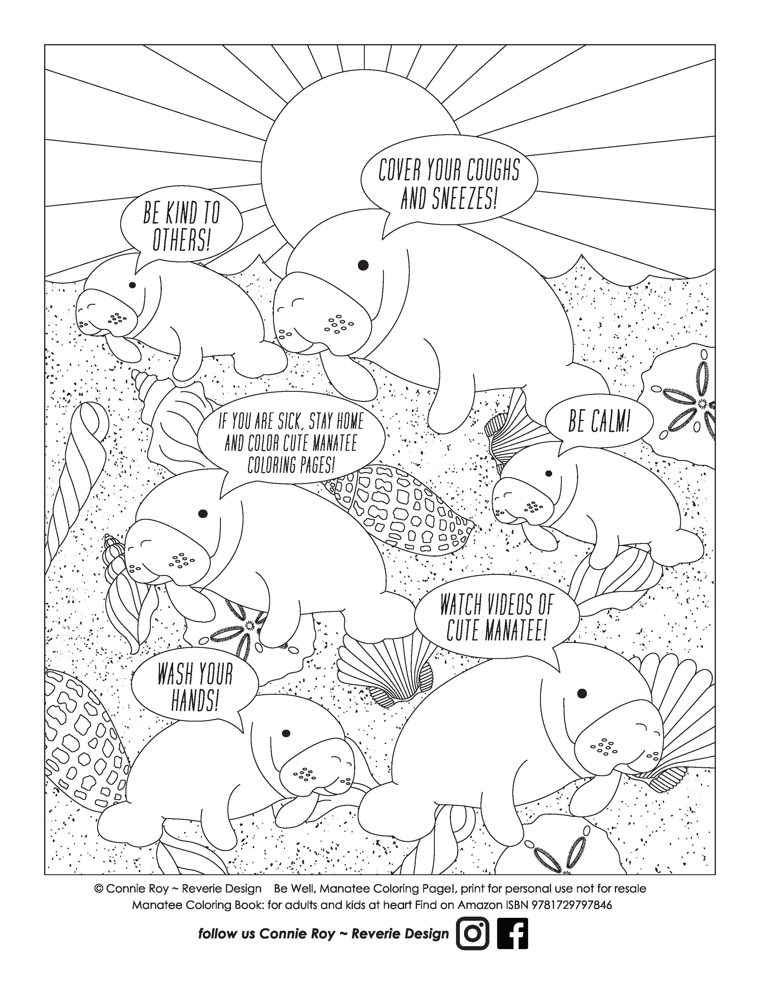 Be well manatee coloring page manatee coloring pages color