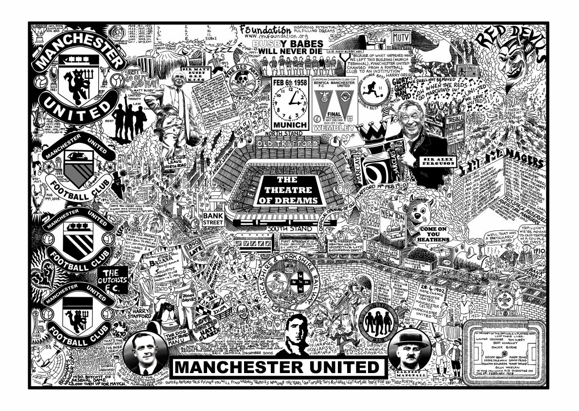 Manchester united â football cartoon histories