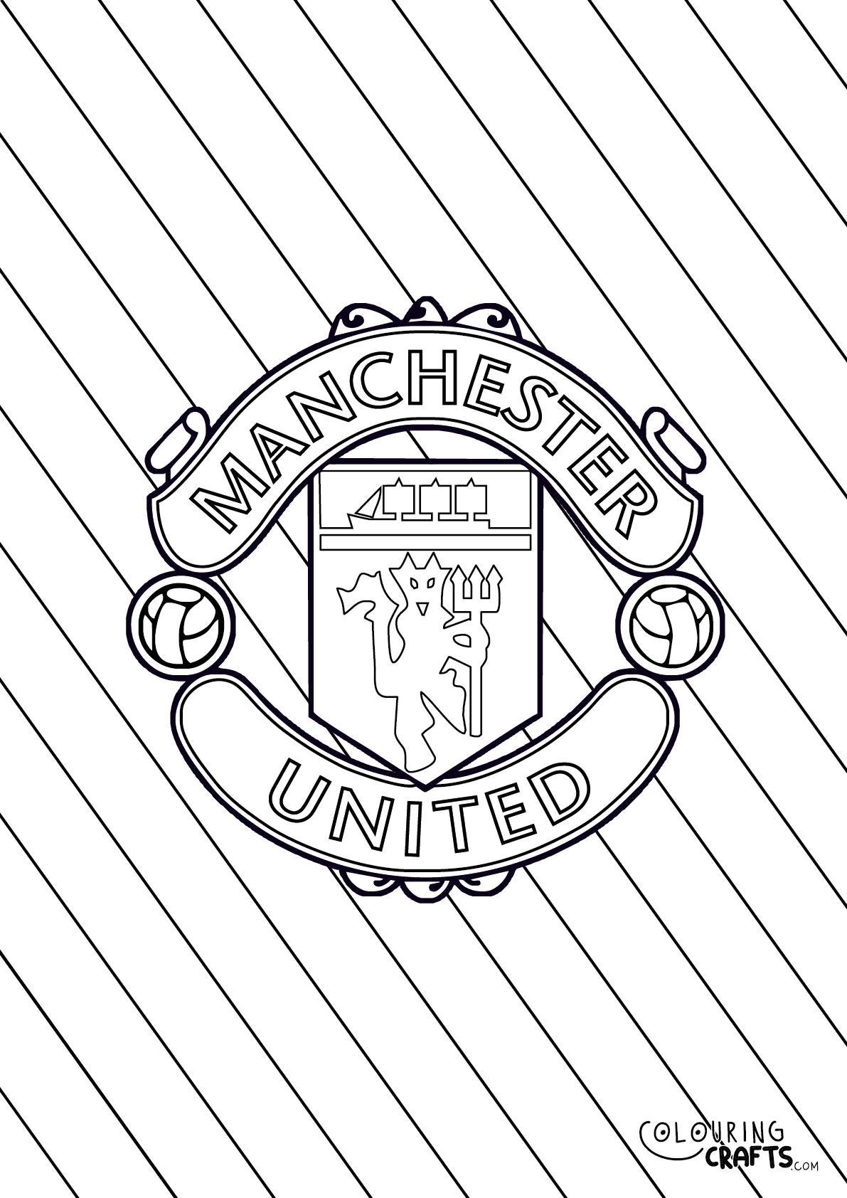 Striped manchester united badge printable colouring page