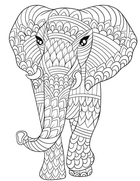 Animal mandala coloring page stock illustration