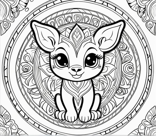 Realistic monkey mandala coloring page