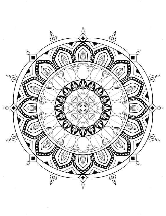 Mandala printable coloring sheet coloring pages kids coloring pages kids summer activity pattern art adult coloring pages folk art