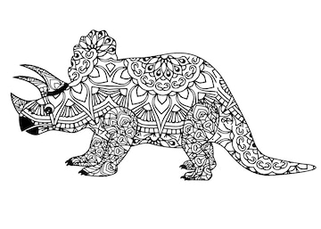 Premium vector dinosaur mandala coloring pages for kids and adult premium vector