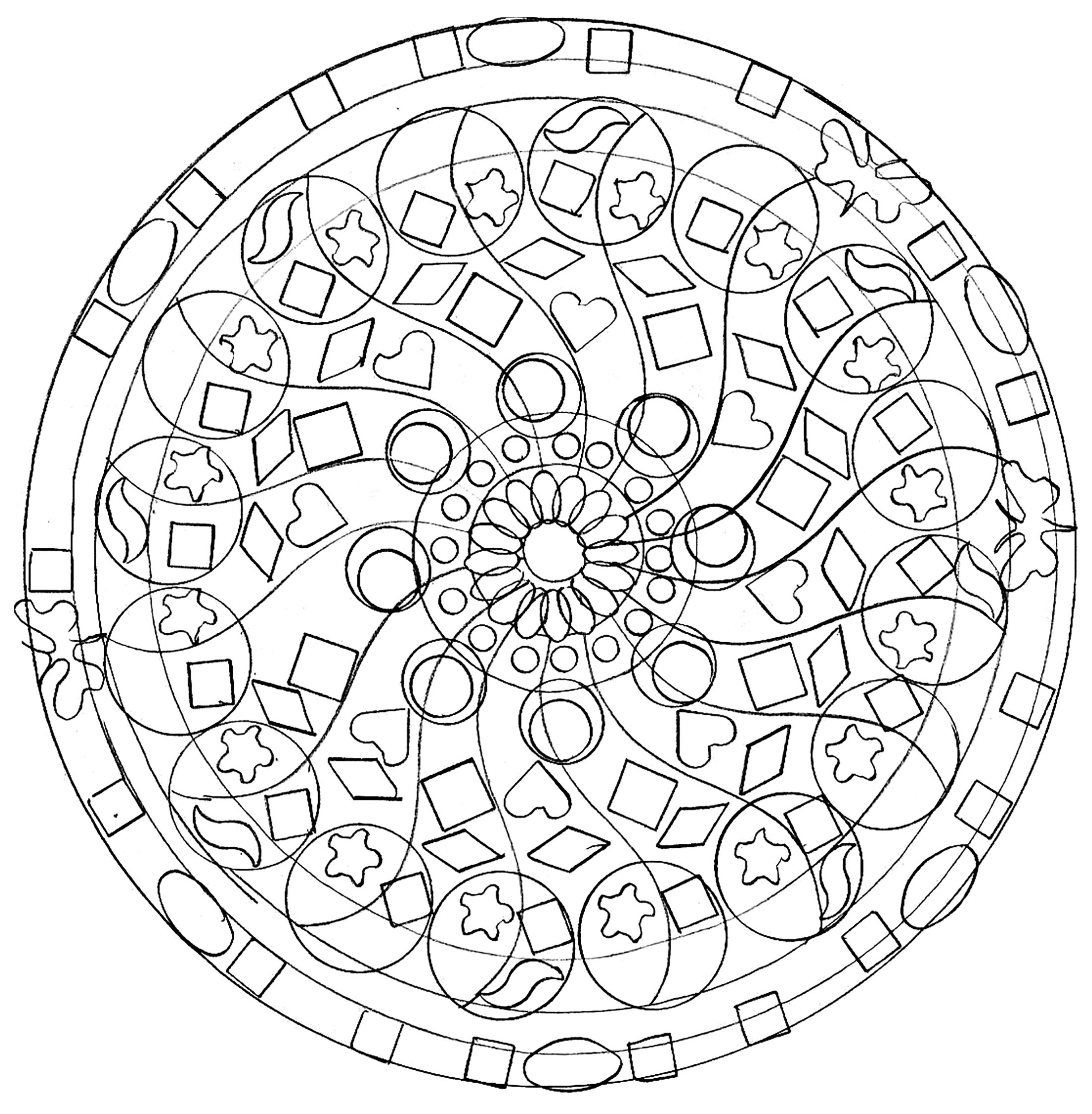 Mandala for kids hand drawn